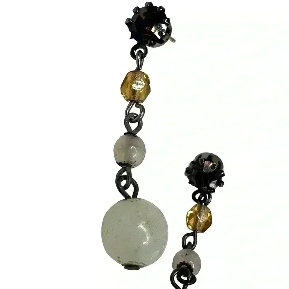 Beaded dangle earrings with topaz studs women’s jewelry